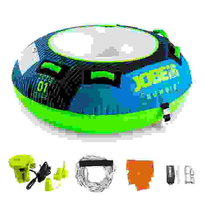 Flotador de arrastre Jobe Rumble azul 1 persona con inflador y cuerda